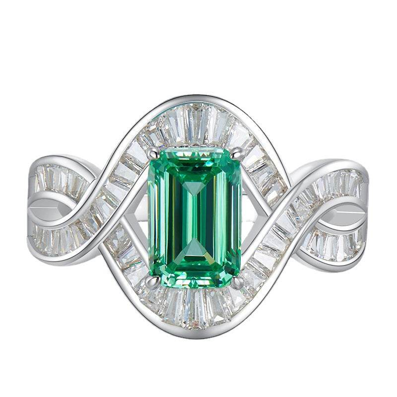 New Paraiba Color 5 * 7mm 925 Silver Female Design Fashionable Ring - MOWTE