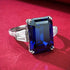 New S925 Silver Emerald Cut 10 * 14 Royal Blue Ring for Women - MOWTE
