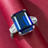 New S925 Silver Emerald Cut 10 * 14 Royal Blue Ring for Women - MOWTE