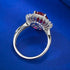 S925 Silver Dove Blood Red Simulated Diamond 8 * 10 Elliptical Ring Ring Group Inlaid Flower Cluster Wedding Ring - MOWTE
