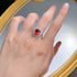 S925 Silver Dove Blood Red Simulated Diamond 8 * 10 Elliptical Ring Ring Group Inlaid Flower Cluster Wedding Ring - MOWTE