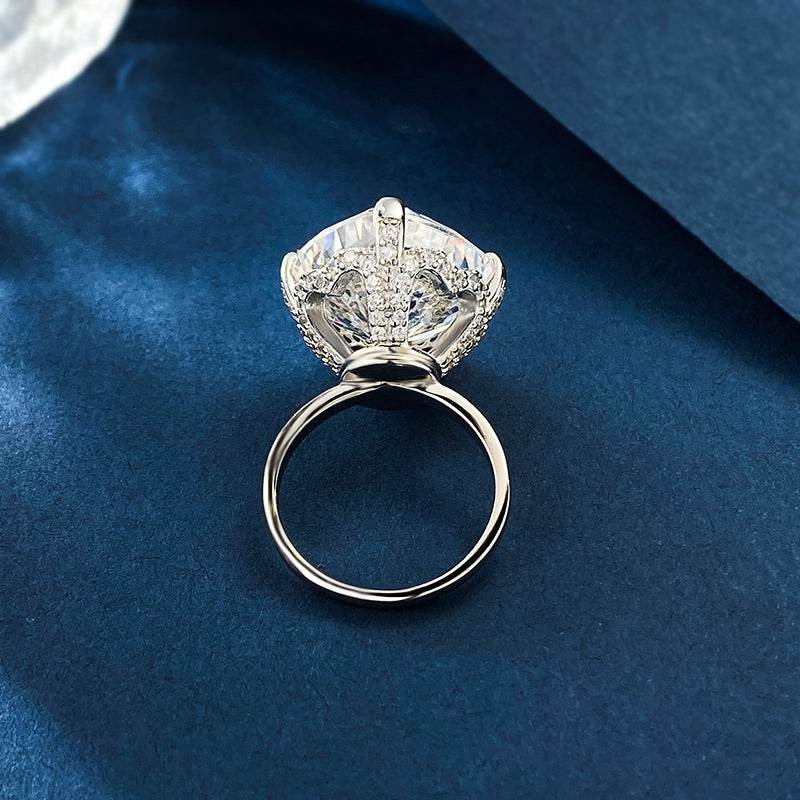 925 Silver Top Luxury Set Large Diamond Ring 15 * 15 High Carbon Diamond Wedding Ring Engagement Ring - MOWTE