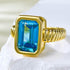 New navy blue high carbon diamond ring for women rectangular 8 * 12mm 925 silver daily wear style - MOWTE
