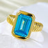 New navy blue high carbon diamond ring for women rectangular 8 * 12mm 925 silver daily wear style - MOWTE