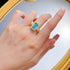 New navy blue high carbon diamond ring for women rectangular 8 * 12mm 925 silver daily wear style - MOWTE