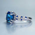 S925 Silver 8 * 8m Royal Blue Square High Carbon Diamond Ring High end Simulated Diamond Ring - MOWTE