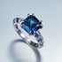 S925 Silver 8 * 8m Royal Blue Square High Carbon Diamond Ring High end Simulated Diamond Ring - MOWTE