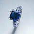 S925 Silver 8 * 8m Royal Blue Square High Carbon Diamond Ring High end Simulated Diamond Ring - MOWTE