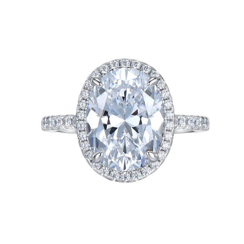 New 925 silver 9 * 12 oval pigeon egg high carbon diamond ring fashionable simple daily wear ring - MOWTE