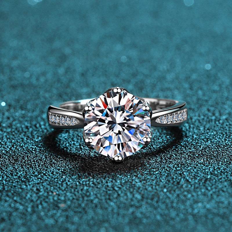 S925 sterling silver ring women's 3-carat moissanite diamond ring six claw wedding ring - MOWTE