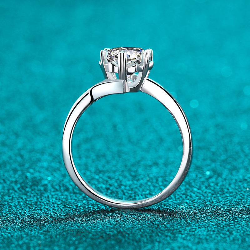 925 sterling silver ring for women Newby Snowflake 1 ct, 2 ct moissanite ring - MOWTE