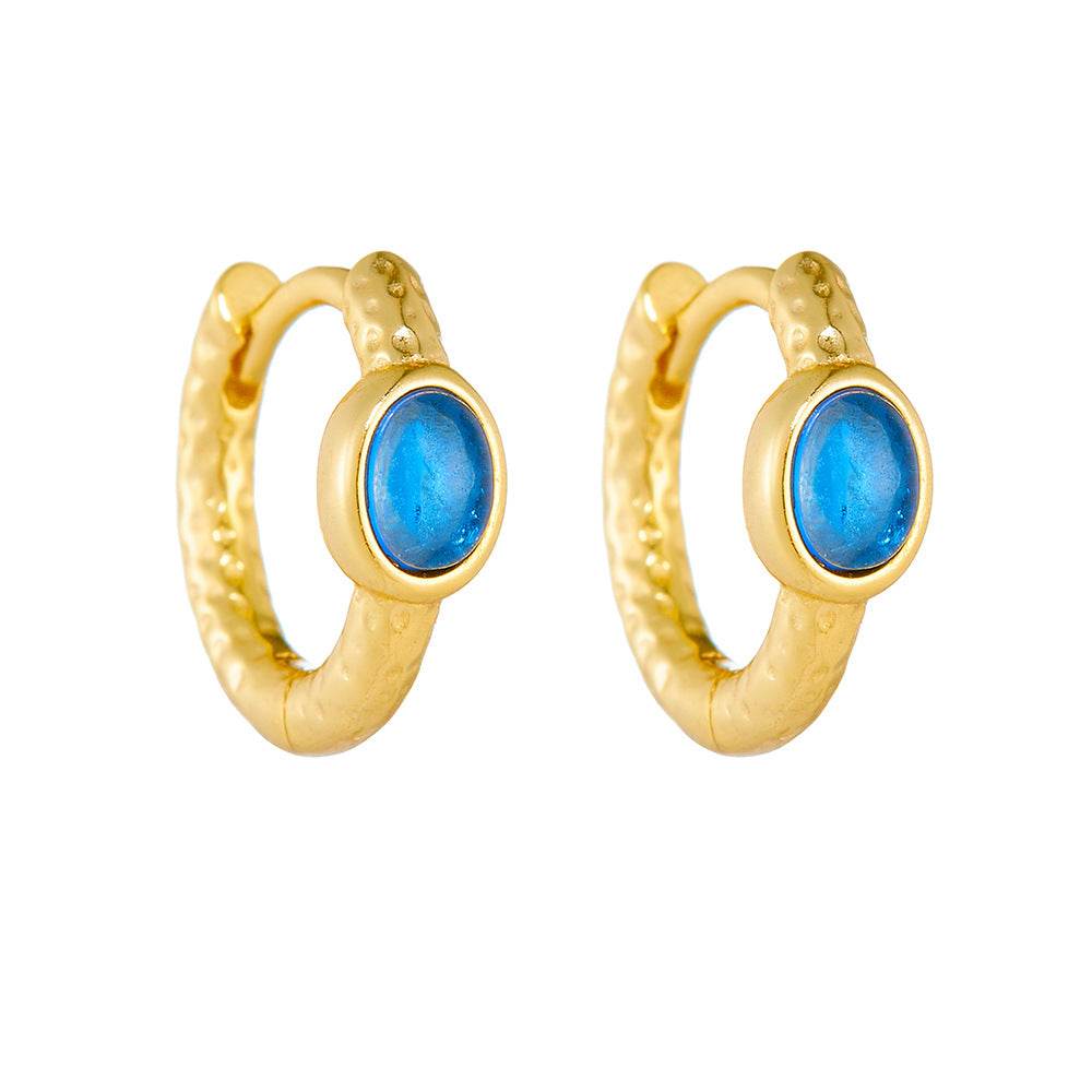 Light luxury round personalized trendy pure silver earrings with simple and versatile zircon ear buckles and earrings rings - MOWTE