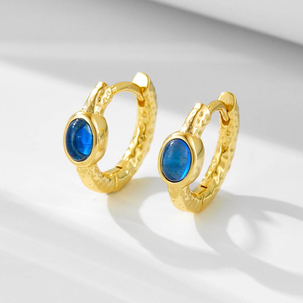 Light luxury round personalized trendy pure silver earrings with simple and versatile zircon ear buckles and earrings rings - MOWTE