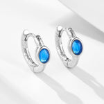 Light luxury round personalized trendy pure silver earrings with simple and versatile zircon ear buckles and earrings rings - MOWTE