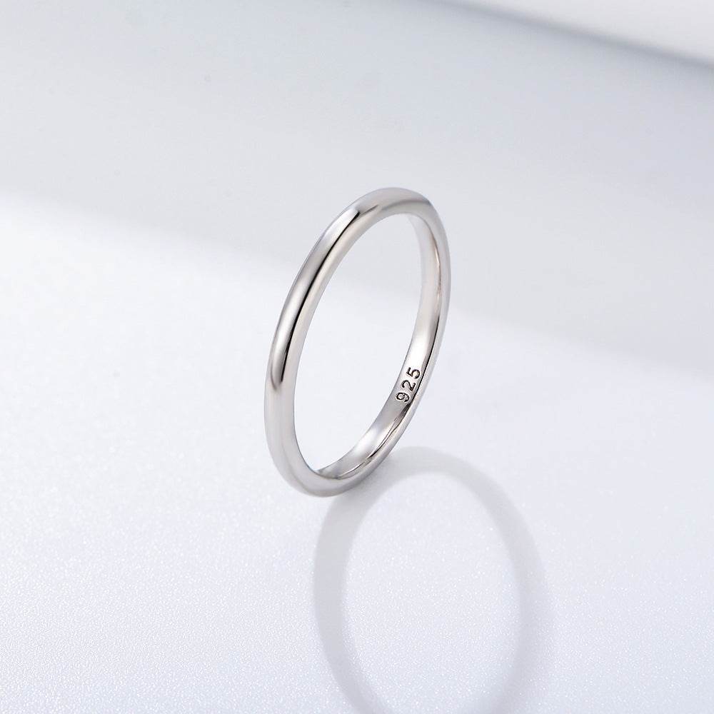 Plain ring pure silver women's plated 14K gold minimalist light luxury fine tail ring smooth surface - MOWTE