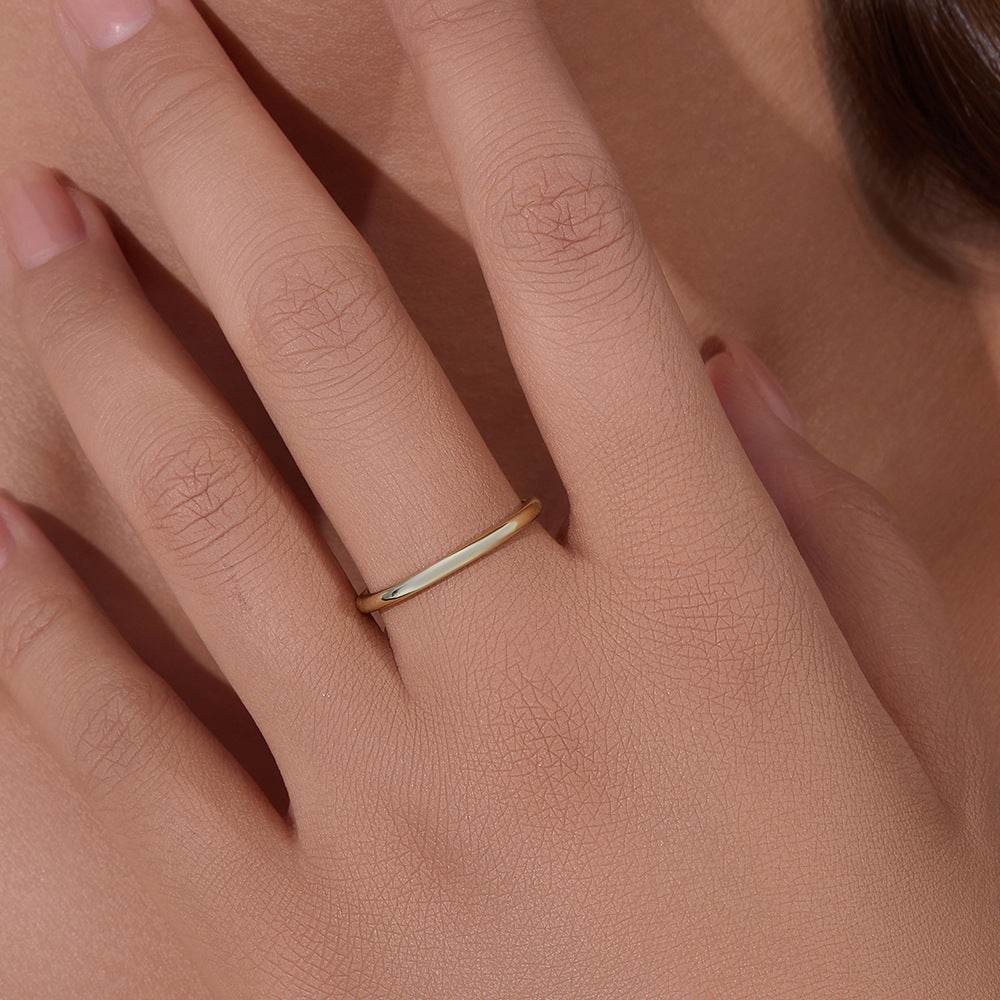 Plain ring pure silver women's plated 14K gold minimalist light luxury fine tail ring smooth surface - MOWTE