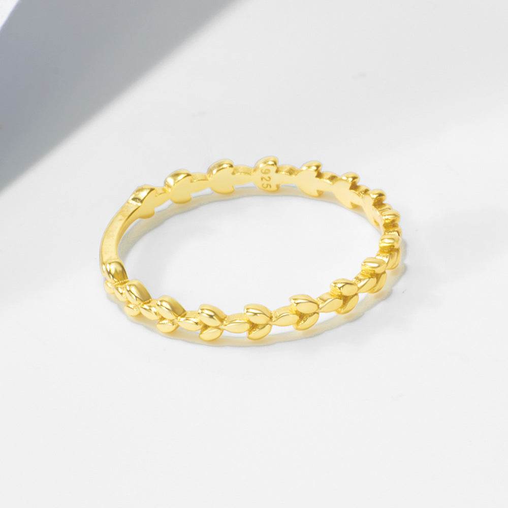 925 sterling silver olive branch ring for women - MOWTE