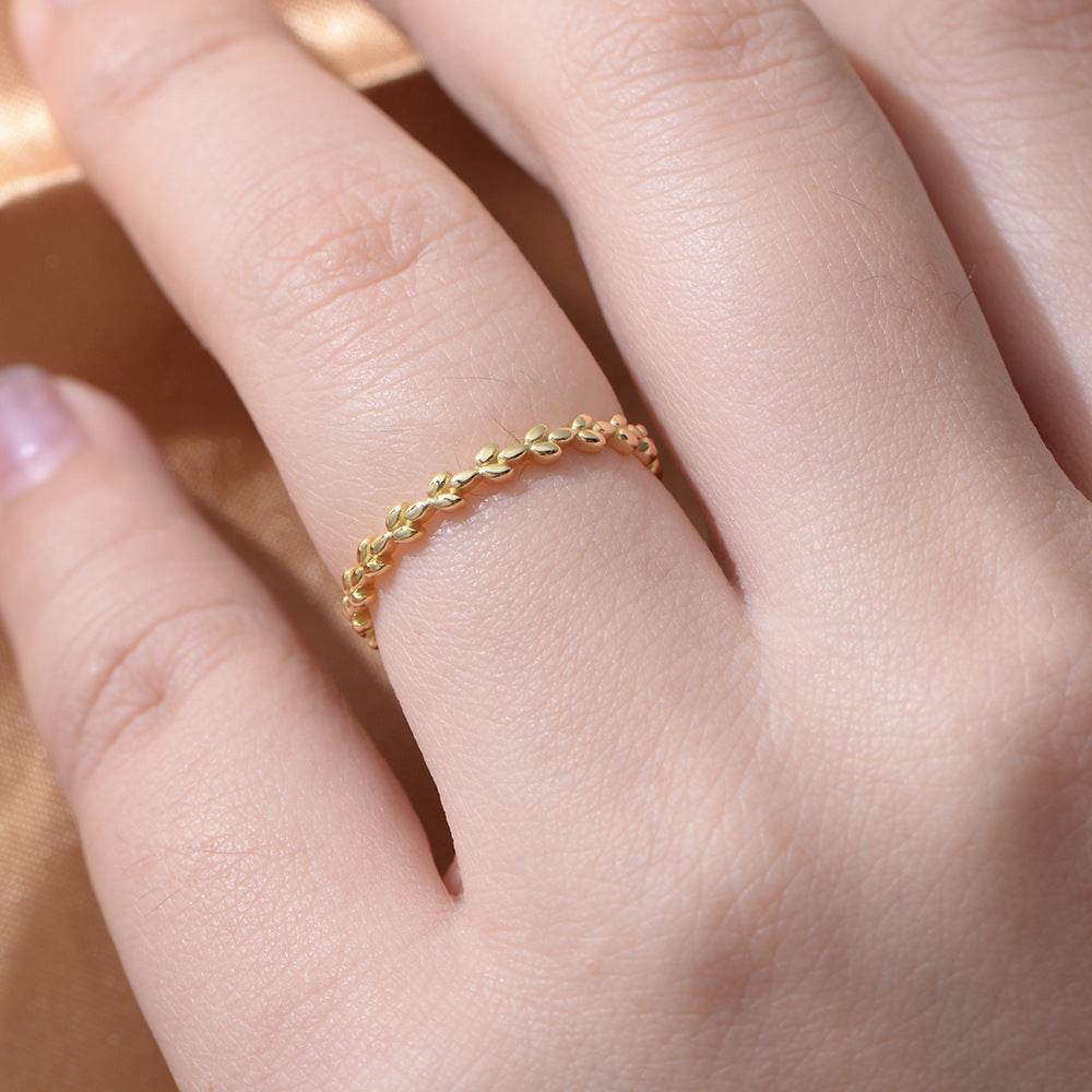 925 sterling silver olive branch ring for women - MOWTE