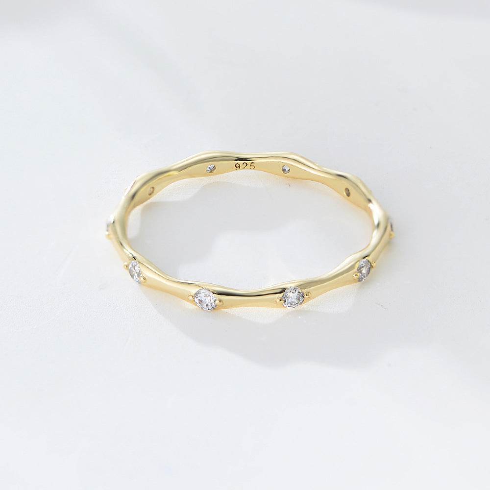 S925 Pure Silver Simple Geometric Bamboo Knot Ring Light Luxury Stackable Ring Series - MOWTE