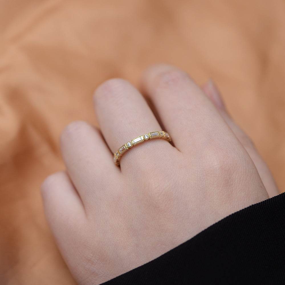 S925 sterling silver ring ins geometric zircon trendy versatile ring index finger ring for women - MOWTE