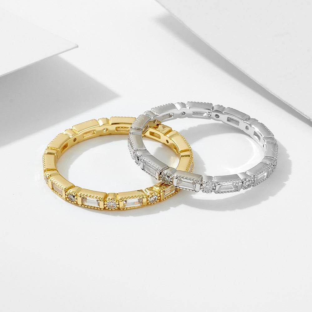 S925 sterling silver ring ins geometric zircon trendy versatile ring index finger ring for women - MOWTE