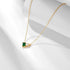 S925 pure silver inlaid with emerald rectangular water droplet zircon necklace, light luxury temperament, versatile collarbone chain - MOWTE
