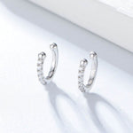 S925 silver ear clip female C-shaped diamond inlaid ear bone clip ear buckle without ear hole earrings - MOWTE