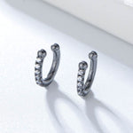 S925 silver ear clip female C-shaped diamond inlaid ear bone clip ear buckle without ear hole earrings - MOWTE