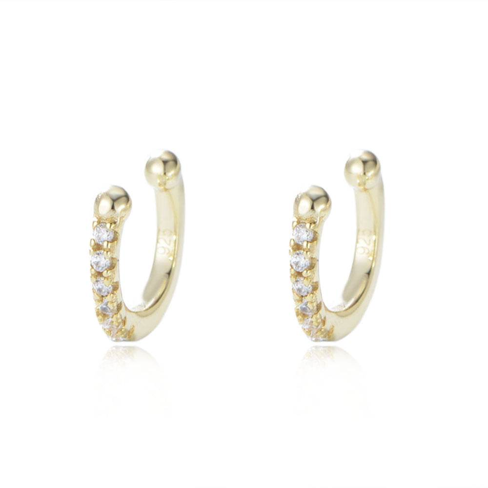 S925 silver ear clip female C-shaped diamond inlaid ear bone clip ear buckle without ear hole earrings - MOWTE