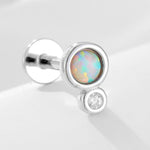 925 sterling silver geometric diamond inlaid Australian Treasure flat head threaded ear studs - MOWTE