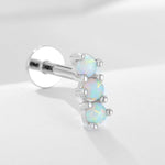 925 sterling silver geometric diamond inlaid Australian Treasure flat head threaded ear studs - MOWTE