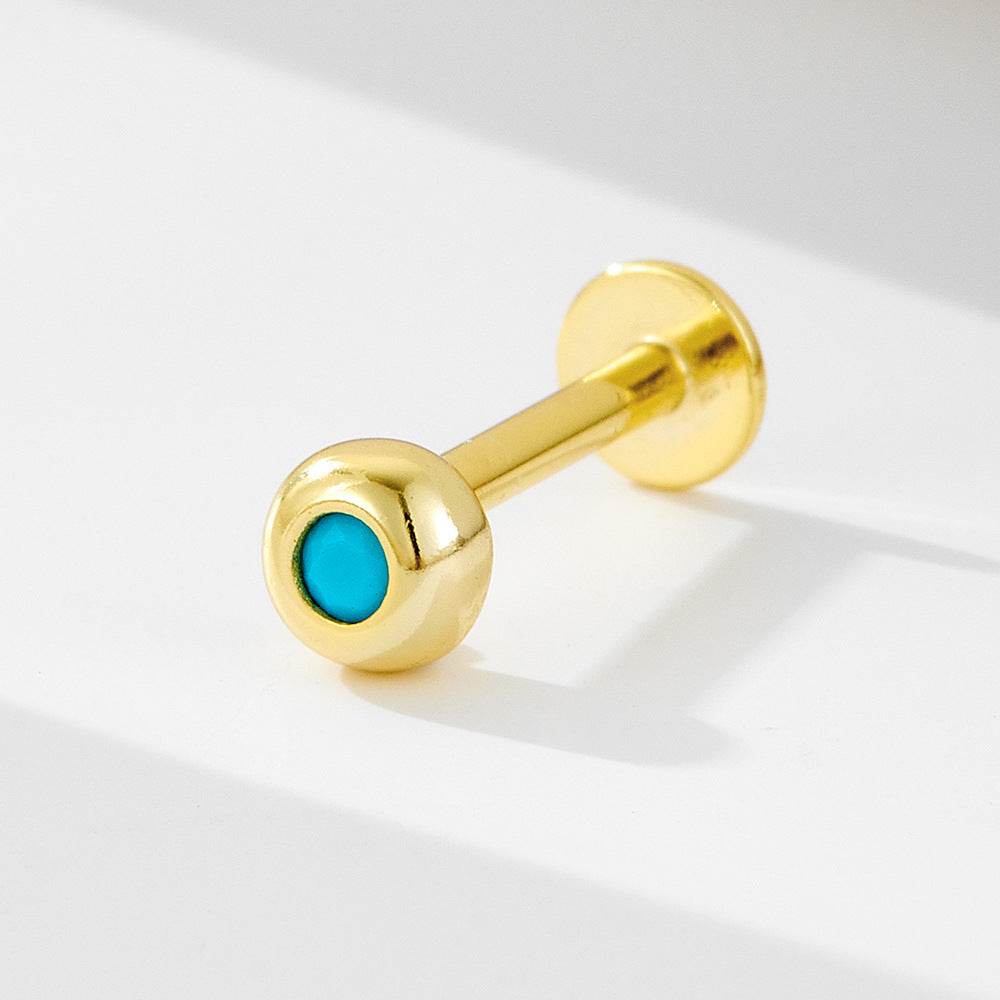 925 sterling silver geometric diamond inlaid Australian Treasure flat head threaded ear studs - MOWTE