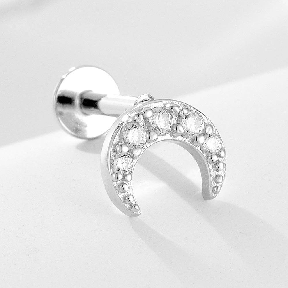 925 sterling silver geometric diamond inlaid Australian Treasure flat head threaded ear studs - MOWTE