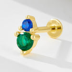 925 sterling silver geometric diamond inlaid Australian Treasure flat head threaded ear studs - MOWTE