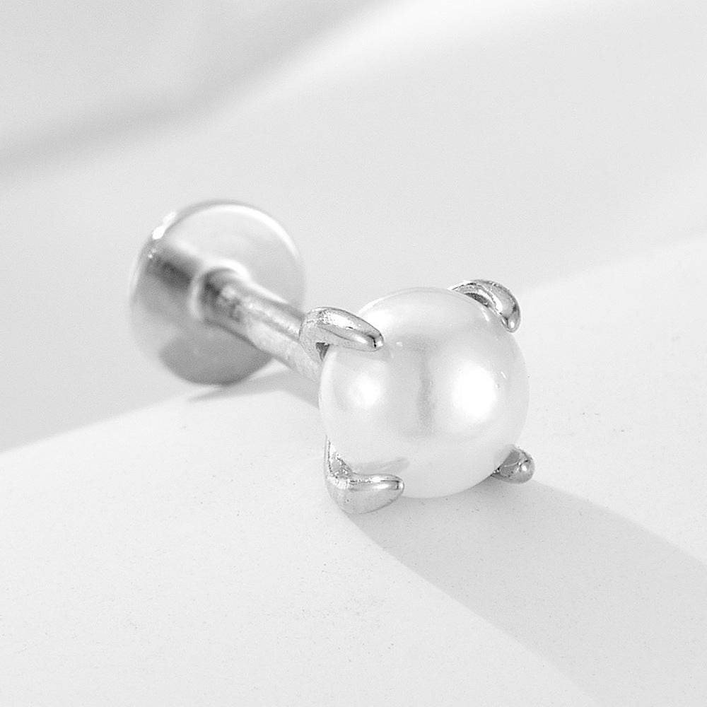 925 sterling silver geometric diamond inlaid Australian Treasure flat head threaded ear studs - MOWTE