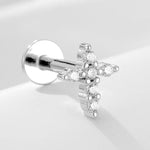925 sterling silver geometric diamond inlaid Australian Treasure flat head threaded ear studs - MOWTE
