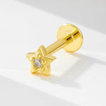 925 sterling silver geometric diamond inlaid Australian Treasure flat head threaded ear studs - MOWTE