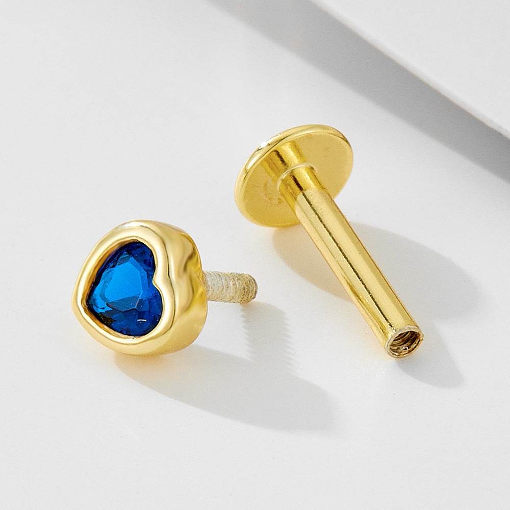 925 sterling silver geometric diamond inlaid Australian Treasure flat head threaded ear studs - MOWTE