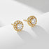 Round full diamond zircon sterling silver earrings for women - MOWTE