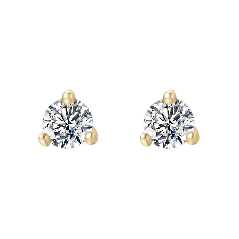 S925 sterling silver three claw round zircon earrings - MOWTE