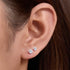 S925 sterling silver three claw round zircon earrings - MOWTE