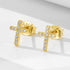 S925 pure silver exquisite and simple ins high-end feeling full diamond cross earrings - MOWTE