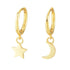 S925 Silver Star Moon Earrings Female Asymmetric Earrings - MOWTE