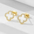 Clover earrings 925 sterling silver full diamond minimalist hollow earrings - MOWTE