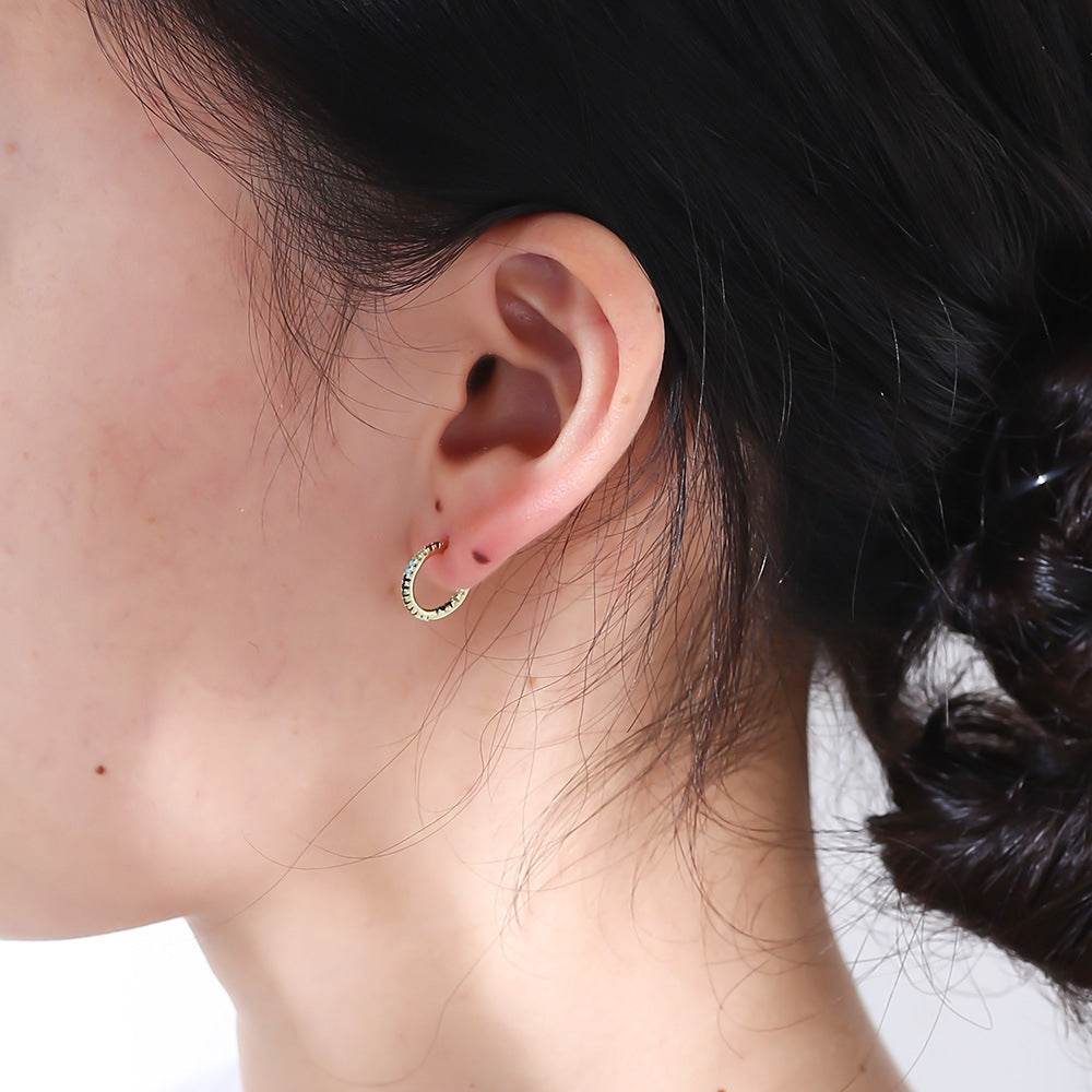 S925 pure silver micro inlaid colored zircon C-shaped earrings - MOWTE