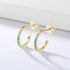S925 pure silver micro inlaid colored zircon C-shaped earrings - MOWTE
