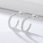 S925 pure silver micro inlaid colored zircon C-shaped earrings - MOWTE