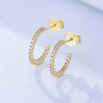 S925 pure silver micro inlaid colored zircon C-shaped earrings - MOWTE