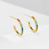 S925 pure silver micro inlaid colored zircon C-shaped earrings - MOWTE