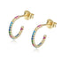 S925 pure silver micro inlaid colored zircon C-shaped earrings - MOWTE